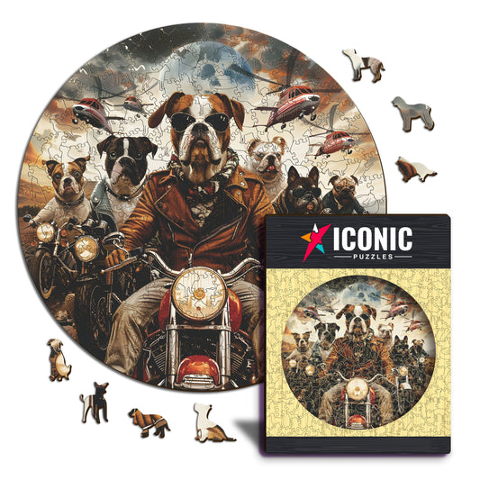 Motorcyclist Dogs - Wooden Puzzle