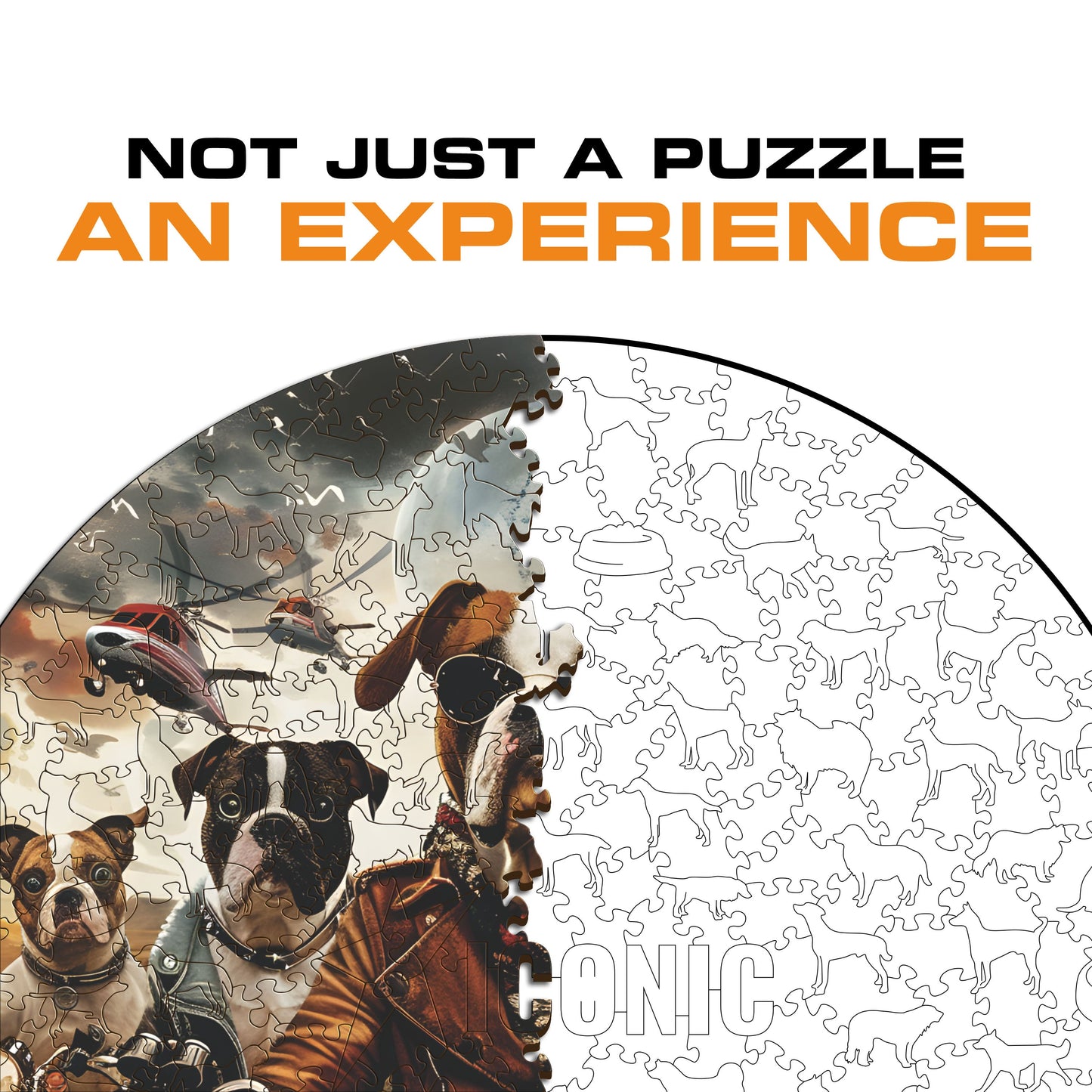 Motorcyclist Dogs - Wooden Puzzle