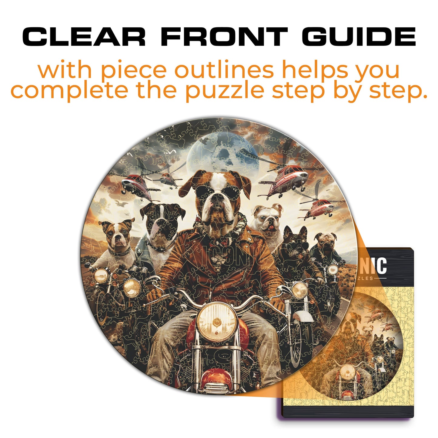 Motorcyclist Dogs - Wooden Puzzle