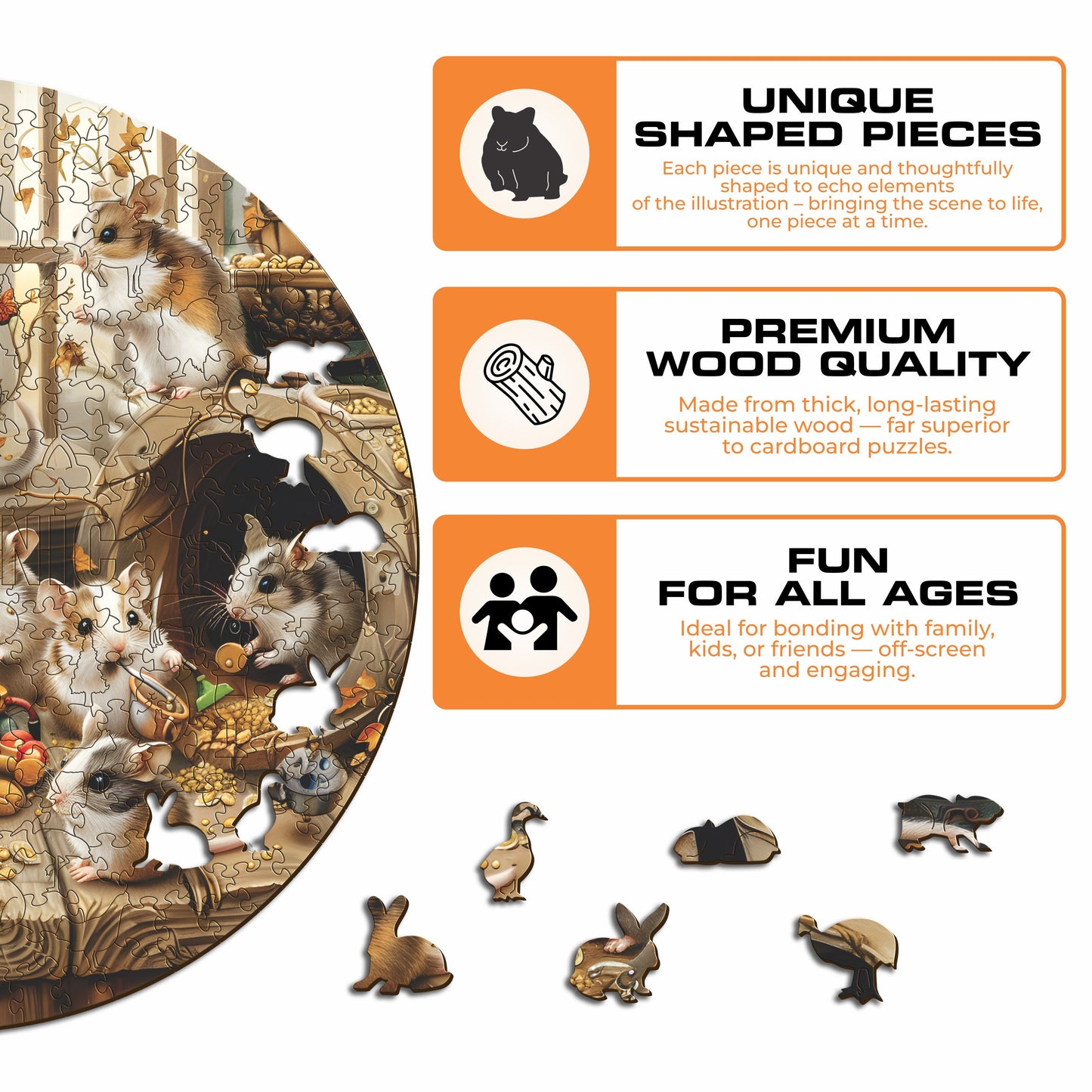 Curious Hamsters - Wooden Puzzle
