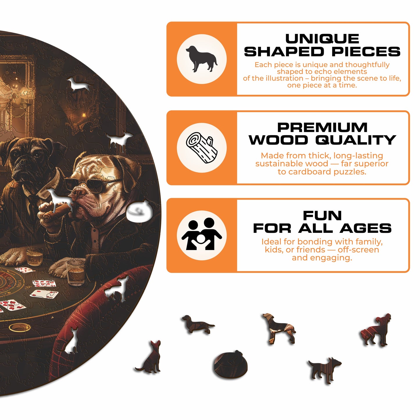 Dogs Playing Poker - Wooden Puzzle