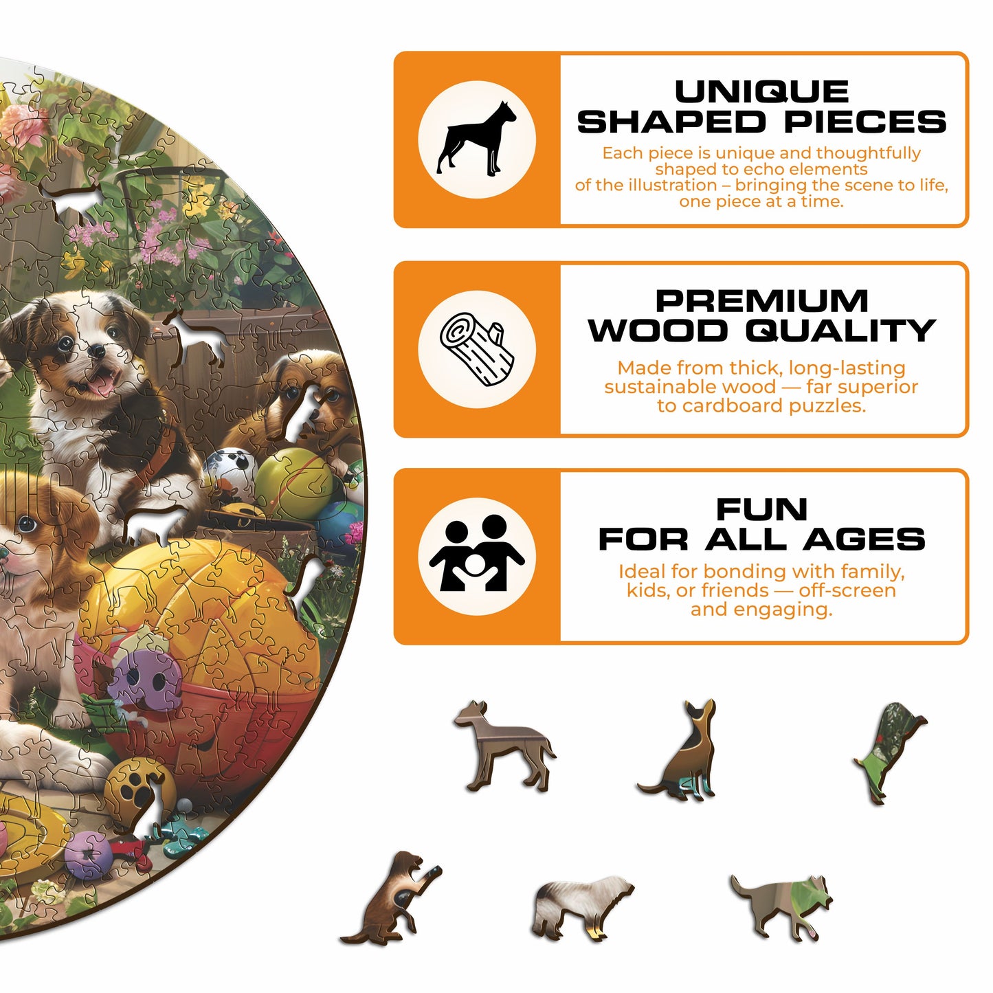 Puppies in the Garden - Wooden Puzzle