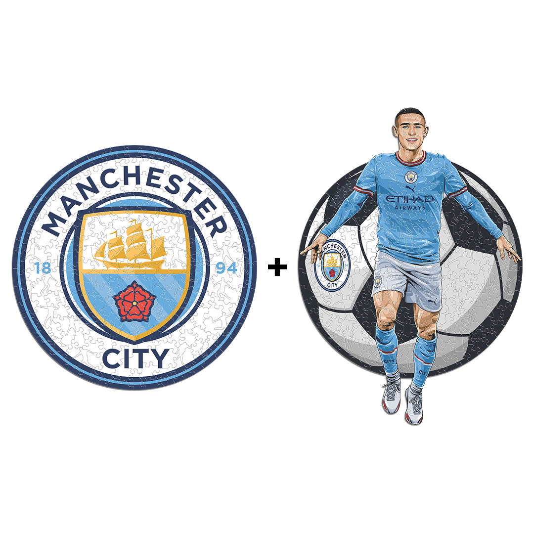 2 PACK Manchester City FC® Logo + Foden – Iconic Puzzles USA