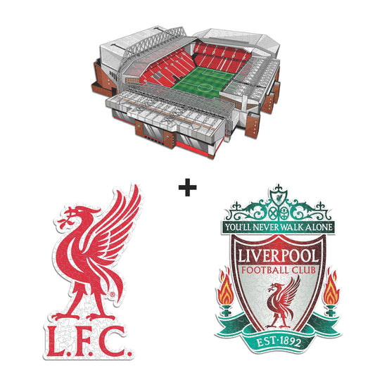 3 PACK Liverpool FC® Logo + Liver Bird + Anfield Stadium