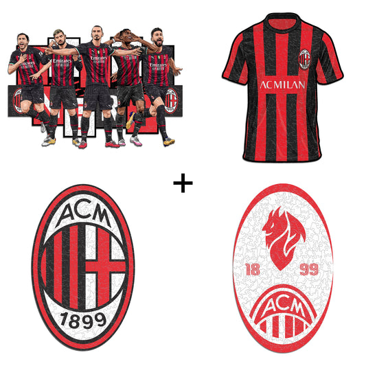 4 PACK AC Milan® Logo + Devil Logo + Jersey + 5 Players