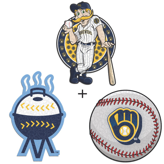 3 PACK Milwaukee Brewers™ Logo + Mascot + Baseball